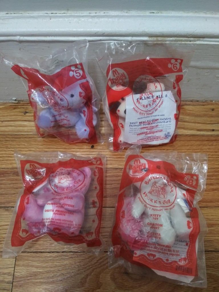 Build A Bear Work Shop Sealed Mcdonald Toys Four Altogether Numbers 5-8.