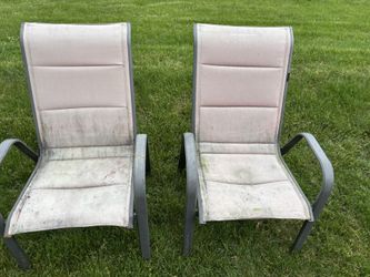 A pair of deck chairs