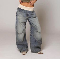 NWT - Revice Fold Over Baggy Jeans - S