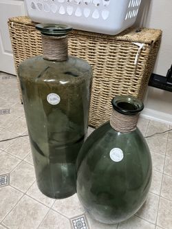 Two decorative glass vases. made in Spain. 