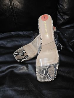 Cute Snake Print Block Heels