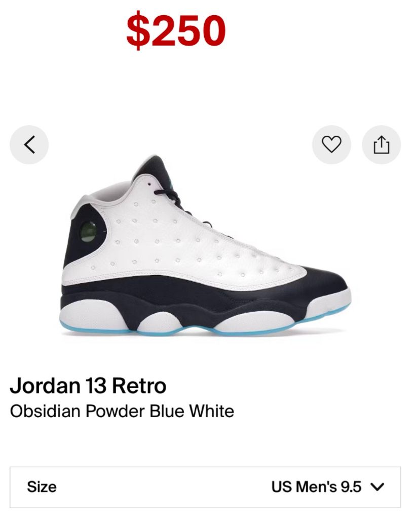 Jordan 13 Powder blue Obsidian (9.5)