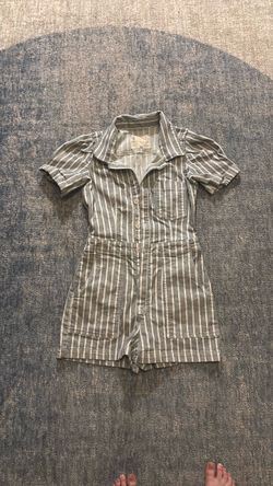 Pilcro Striped Short Sleeve Button-Front Romper