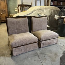 Set of 2 Large Brown  King Sofa chairs 