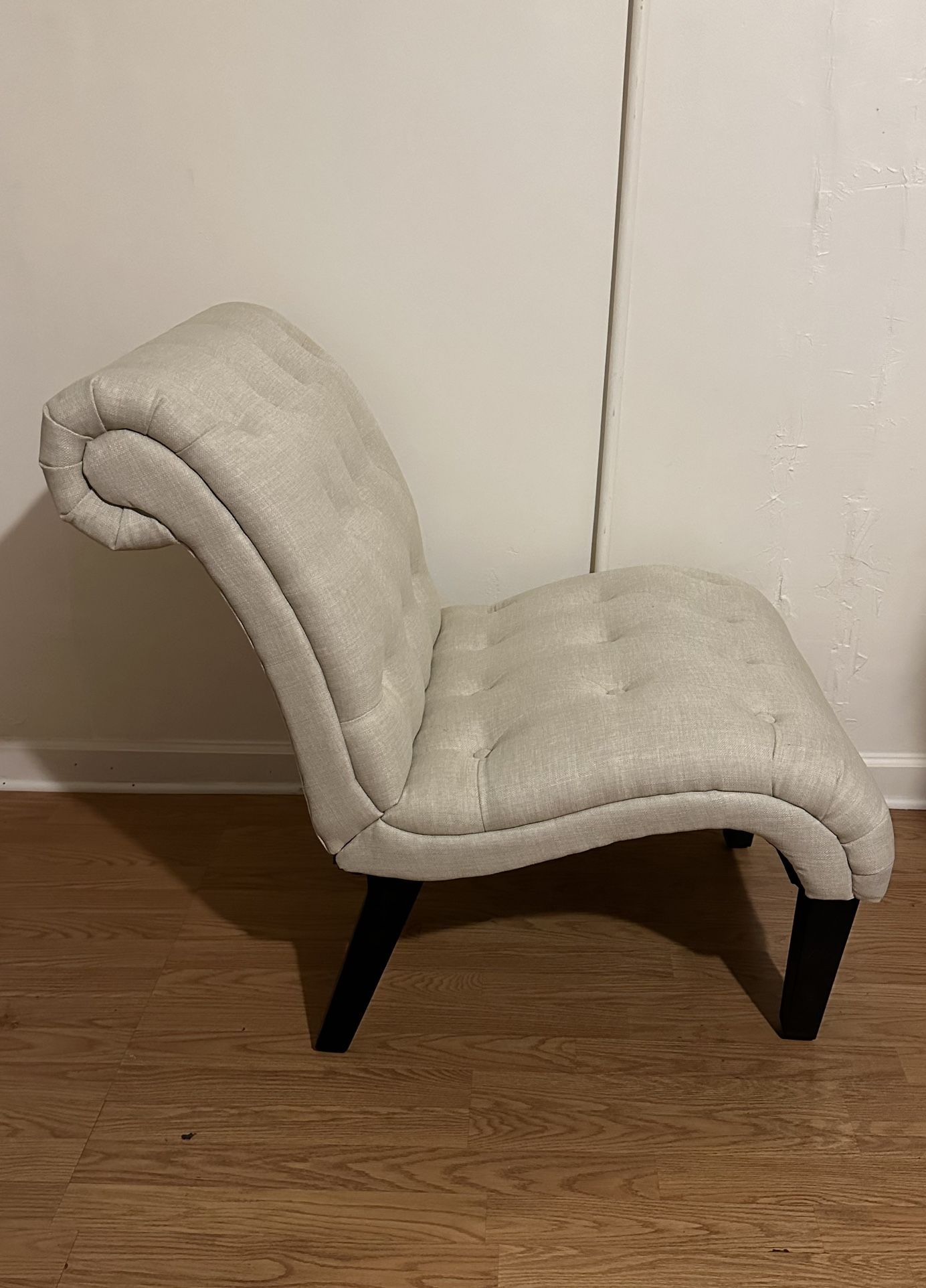 Yongqiang Accent Chair for Bedroom Living Room Chairs Tufted Upholstered Lounge Chair with Wood Legs Linen Fabric