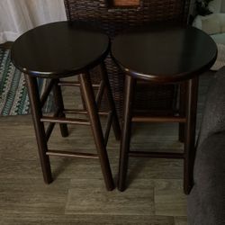 Dark Brown Wooden Stools 