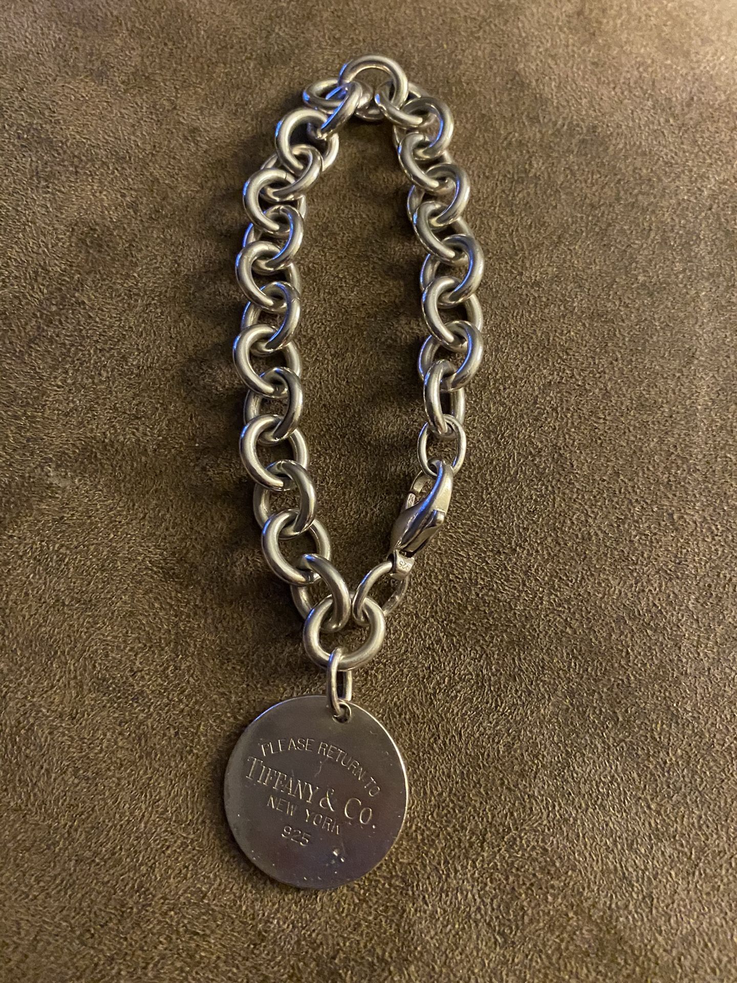 Tiffany&co Sterling silver round dog tag bracelet