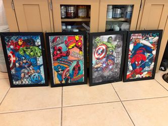 Marvel Superhero Framed Posters Set of 4