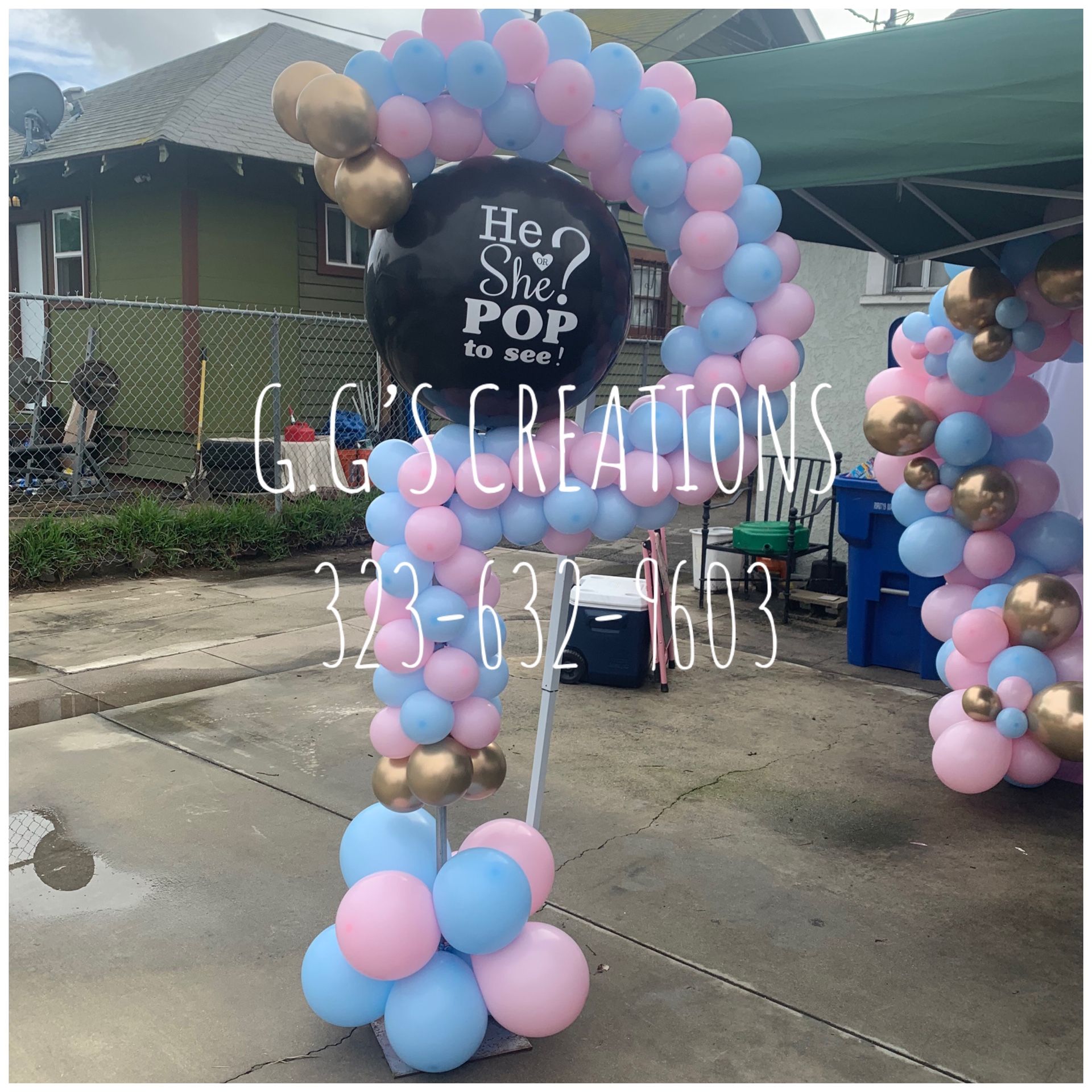 Gender reveal balloon decoration