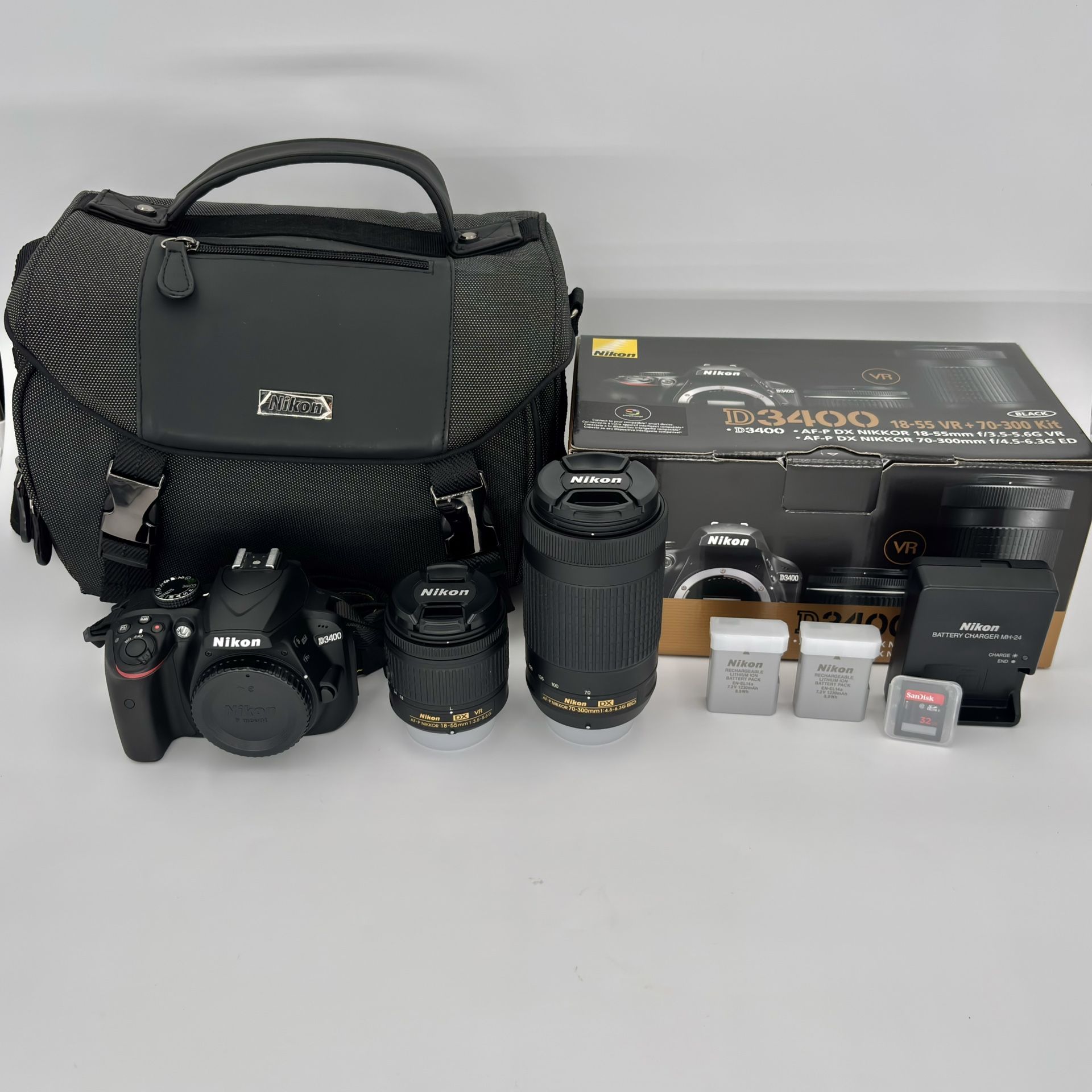Nikon D3400 24.2MP Digital Camera Kit w/ 18-55 & 70-300 Lens 