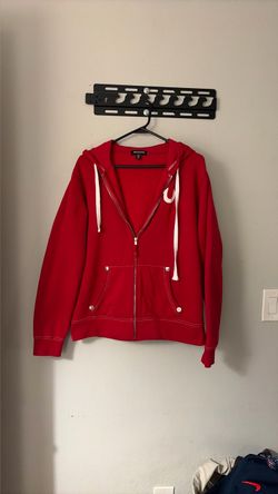 True Religion Red Zip-Up Hoodie