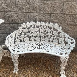 Vintage Antique Collectable, Grapevine Cast Metal Garden Bench, Ornate Vineyard