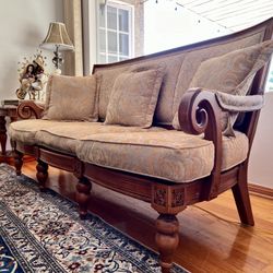 Custom Natural Hardwood Luxury 3-Piece Living Room Furniture Set 