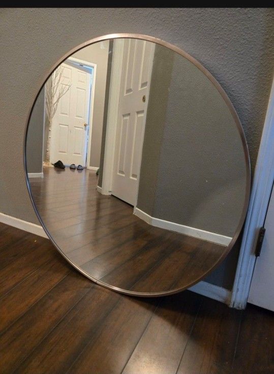 30 Inch Circle Wall Mirror Bronze Metal Frame