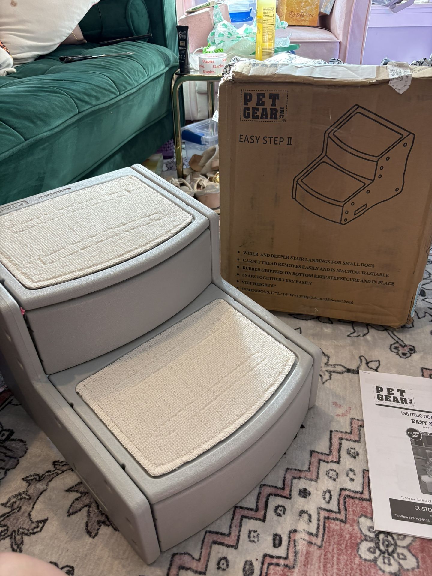 Pet Gear Easy Step, 2 Steps, Removable Carpet, Rubber Grippers On Bottom