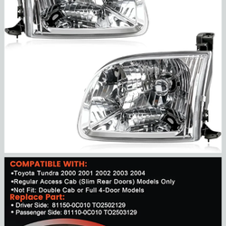 Headlights 2000-2004 Toyota Tundra White Head Lights Lamp