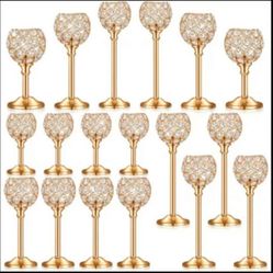 18pcs Crystal Candle Holders Bulk Candle Stick Holder Centerpieces for Table Wedding Centerpieces