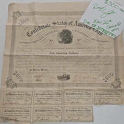 $500 Confederate Bonds 1863