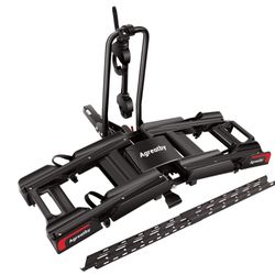 EBike Rack With Ramp For 2 Heavy Ebike, Fits 5'' Fat Tire Hitch Bike Rack, XXL Wheel Straps, Lockable, Foldable & Tiltable - Fits 2" Receivers On Cars