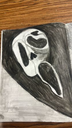 Dibujo original a lápiz de Ghost face Scream hecho a mano