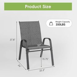 Patio Chairs Set of 4, Outdoor Dining Chairs Stackable for All Weather, Breathable Metal Modern Outside Furniture Chair for Pool Side, Garden, Backyar