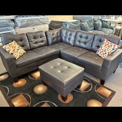 NEW LEATHER SECTIONAL & OTTOMAN 