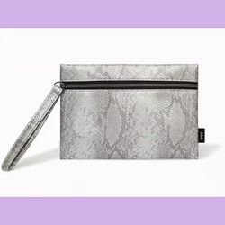 NEW Ipsy Silver Snakeskin Cosmetic Bag