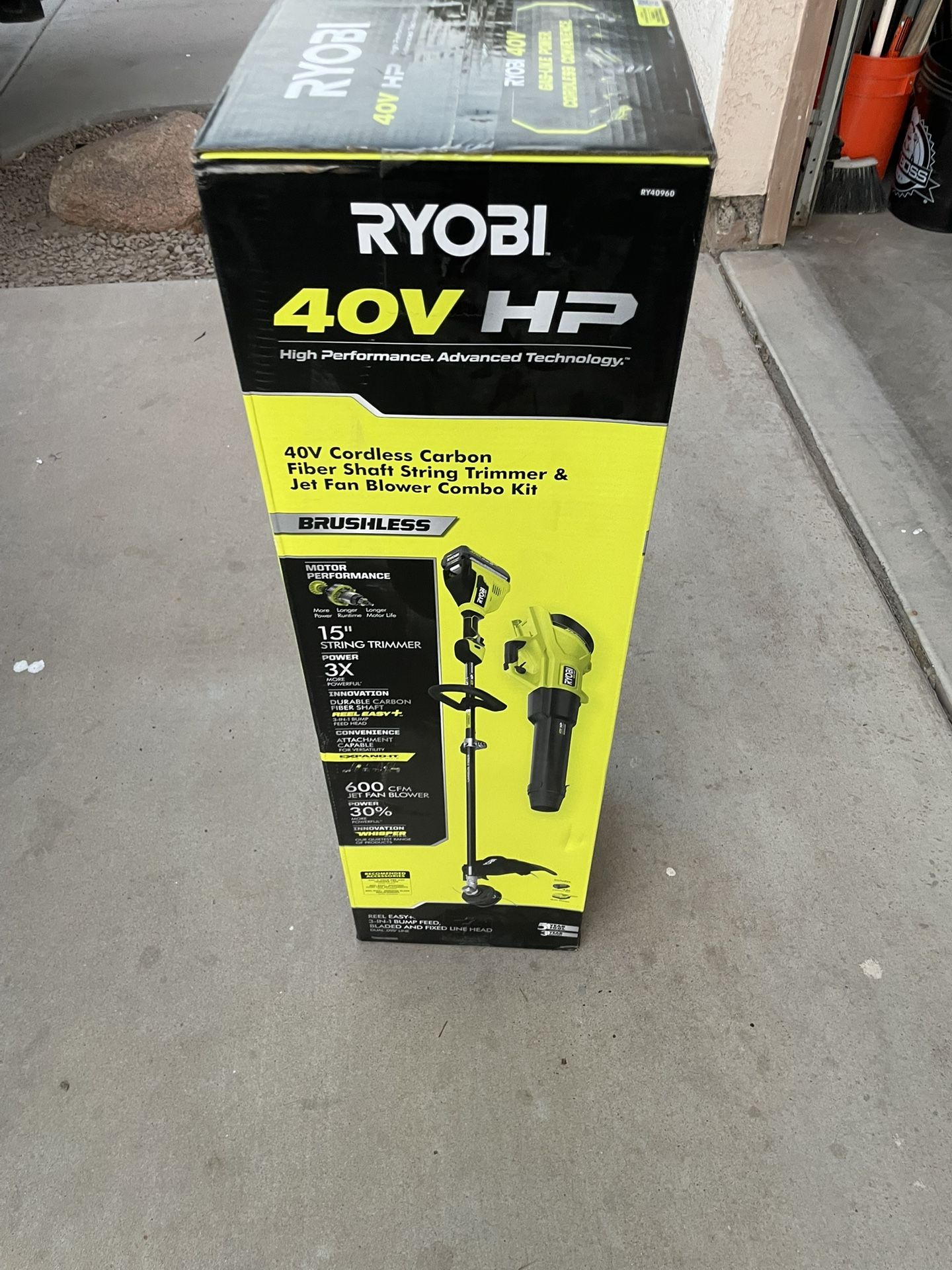 Blower Combo Ryobi 40v Lithium 15 Cordless String Trimmer RYOBI