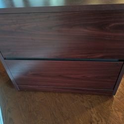 2- Drawer Mahogany Wood Colored Filing Cabinet