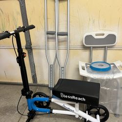 FREE Leg Scooter, Shower Chair, Water Proof Boot Protector And Crutches
