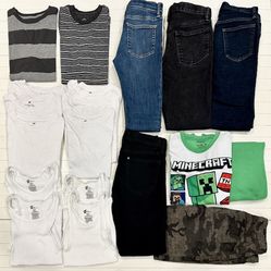 Bundle Of Boys Clothes Jeans, Shorts, T-Shirts, Pj’s, Under Shirts Lot(19)