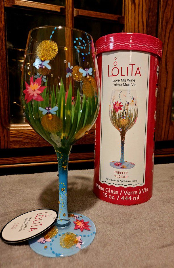 15 Oz. Hand Painted  Wine Glass 