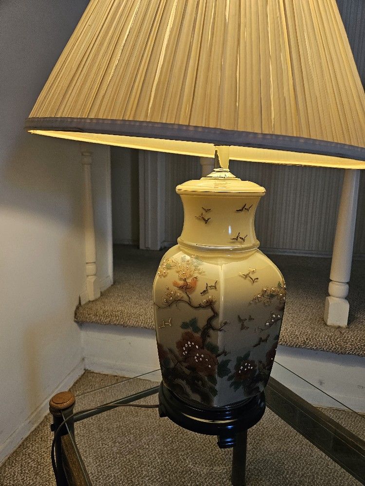 Chinese Motif Ceramic Lamp 27"H