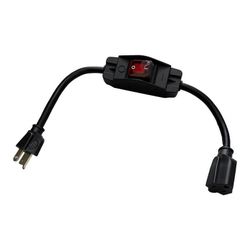 2ft Heavy Duty 1000W Power Cord with Switch, 10A 125V, Indoor & Outdoor. US Standard.