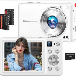 4K Digital Camera, 64MP Autofocus Vlogging Camera with Dual Lens, 16X Digital Zoom YouTube Compact Travel Point Shoot Camera