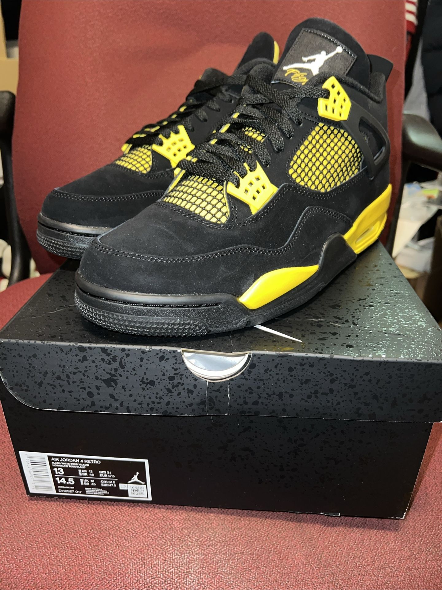 Nike Air Jordan 4 Retro Shoes Thunder Black Yellow DH6927-017 Men's