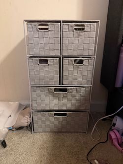 6-Drawer Gray Woven Storage Organizer Tower