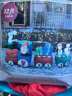 12 ft Inflatable Christmas Train Yard Decoration