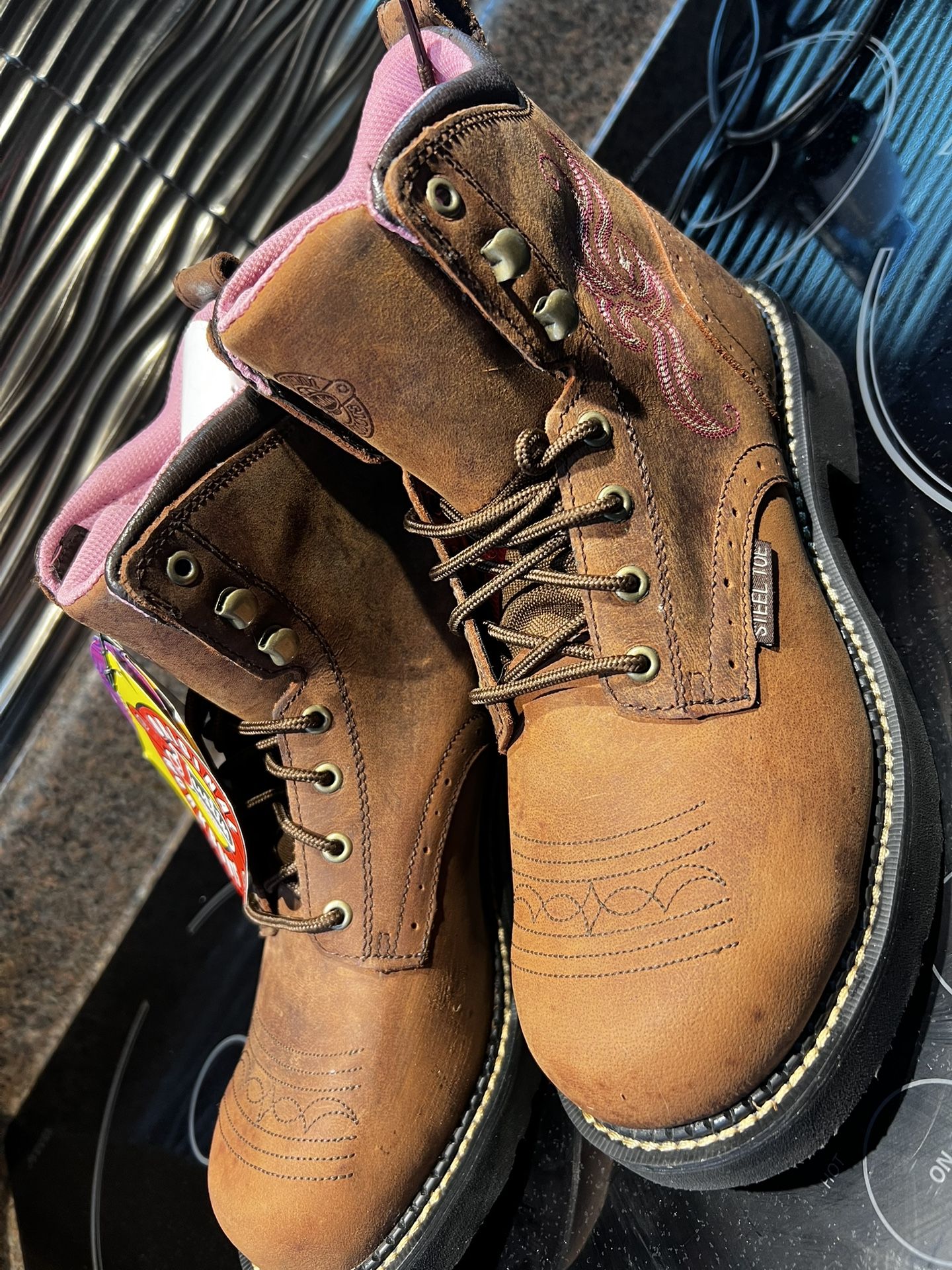 Justin, Women’s Brand New Premium Work Boots, With With Steel Toe, size 10 B, both cute and sturdy, enough said, $129