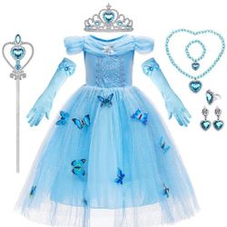 Girls Elsa Princess Dress with accessories