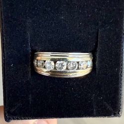 14K Solid White Gold Diamond Band