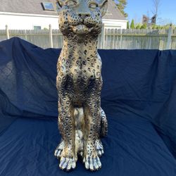 Large Sitting  Leopard  Statue 