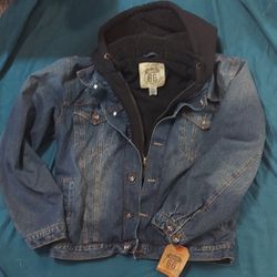 Route 66 Denim Lined Jacket With Hood XL