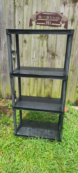 STOREHOUSE BLACK  4 - TIER PLASTIC SHELF UNIT