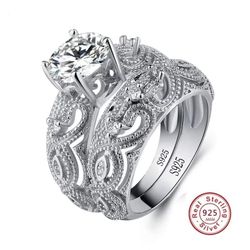 100% Silver Engagement & Wedding Ring Set Number 9 is available at Wetmore and Flowing Wells.