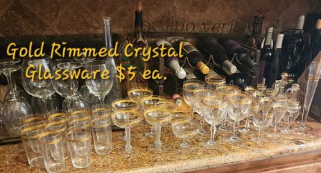 Variety Of Vintage Gold Rimmed Glassware,  Tulare 