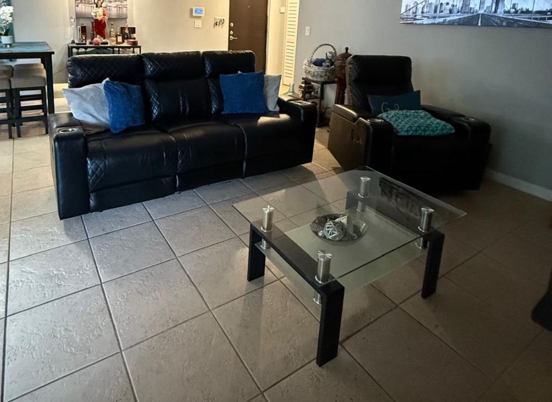 Like New Black Couch And Recliner 