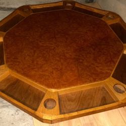 Oak Leather Poker  Table Foldable 
