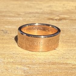 Mexican Bronze Coin Ring Size 7