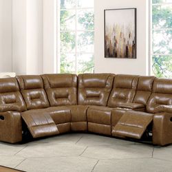 Brown Sofa Sectional w/ USB 